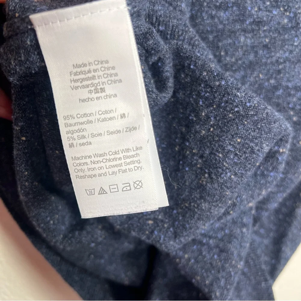 J.CREW Sweater Men’s M Cotton Silk Donegal Henley Pullover Blue‎ Flecked Preppy